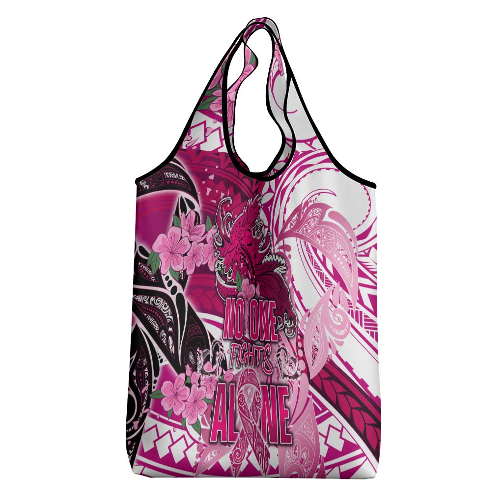 Breast Cancer Awareness Hawaii Grocery Bag Polynesia Girl Nobody Fights Alone