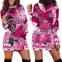 Breast Cancer Awareness Hawaii Hoodie Dress Polynesia Girl Nobody Fights Alone