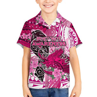 Breast Cancer Awareness Hawaii Kid Hawaiian Shirt Polynesia Girl Nobody Fights Alone