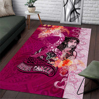 Breast Cancer New Zealand Area Rug Maori Aotearoa Girl Pink Out