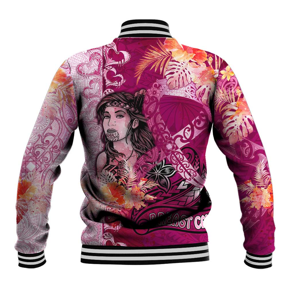 Breast Cancer New Zealand Baseball Jacket Maori Aotearoa Girl Pink Out