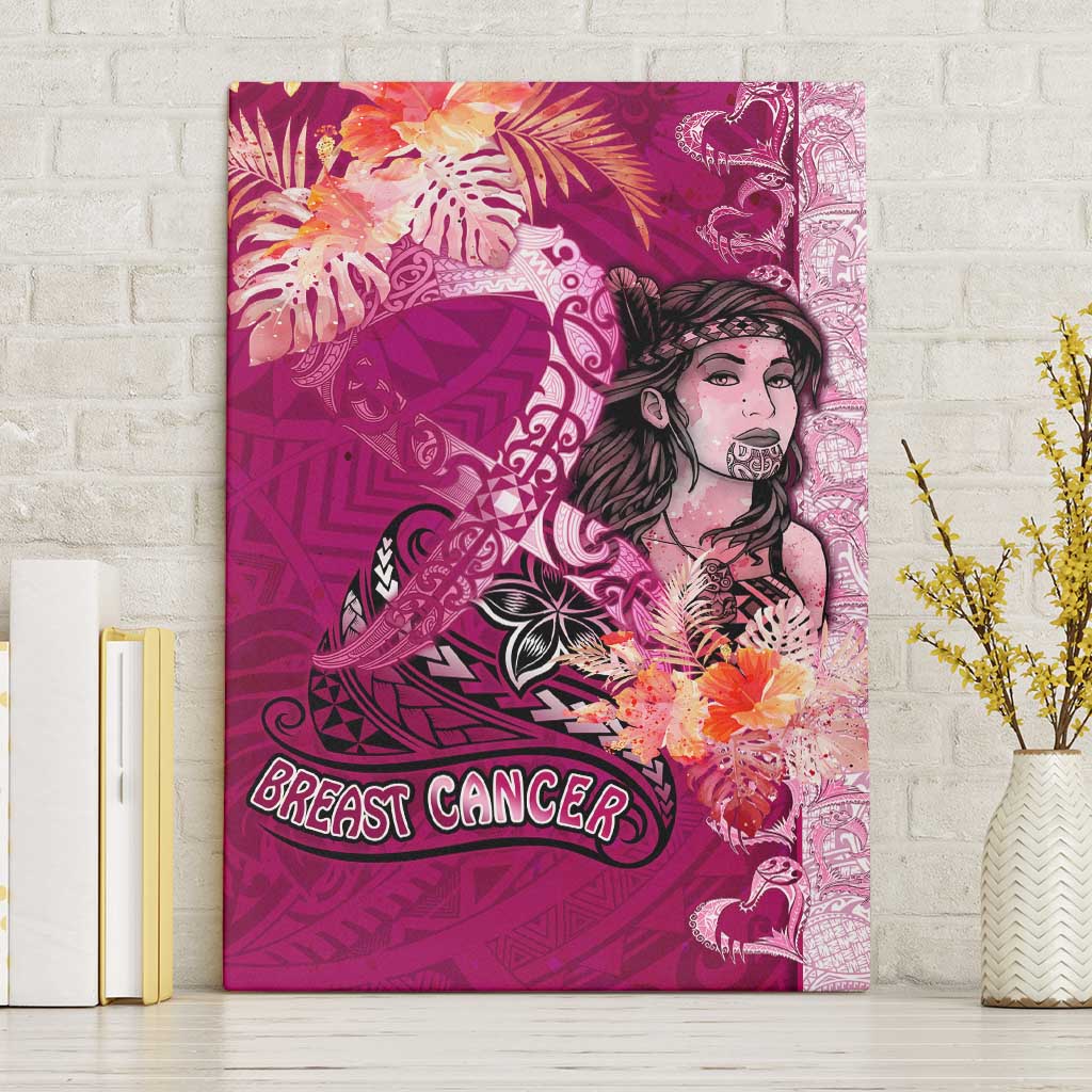 Breast Cancer New Zealand Canvas Wall Art Maori Aotearoa Girl Pink Out