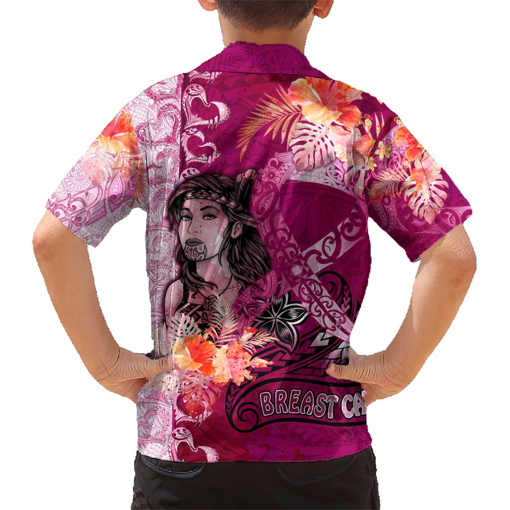 Breast Cancer New Zealand Kid Hawaiian Shirt Maori Aotearoa Girl Pink Out