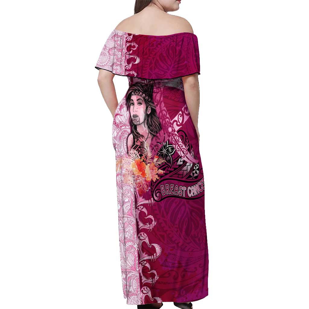 Breast Cancer New Zealand Off Shoulder Maxi Dress Maori Aotearoa Girl Pink Out