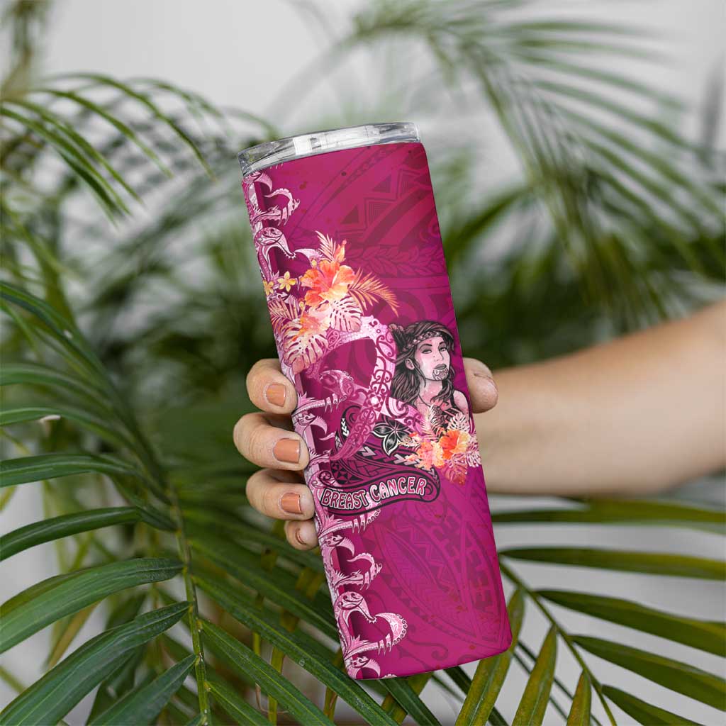 Breast Cancer New Zealand Skinny Tumbler Maori Aotearoa Girl Pink Out