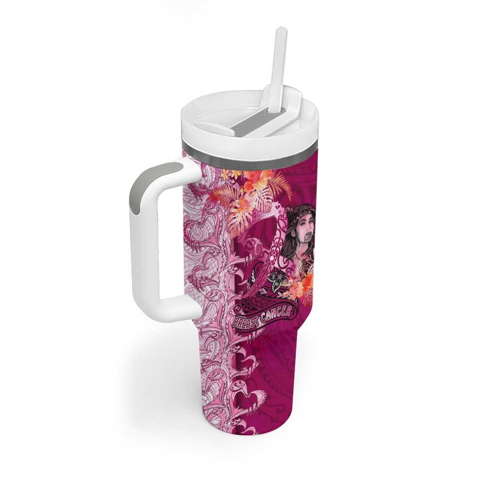 Breast Cancer New Zealand Tumbler With Handle Maori Aotearoa Girl Pink Out