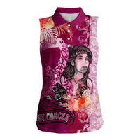 Breast Cancer New Zealand Women Sleeveless Polo Shirt Maori Aotearoa Girl Pink Out