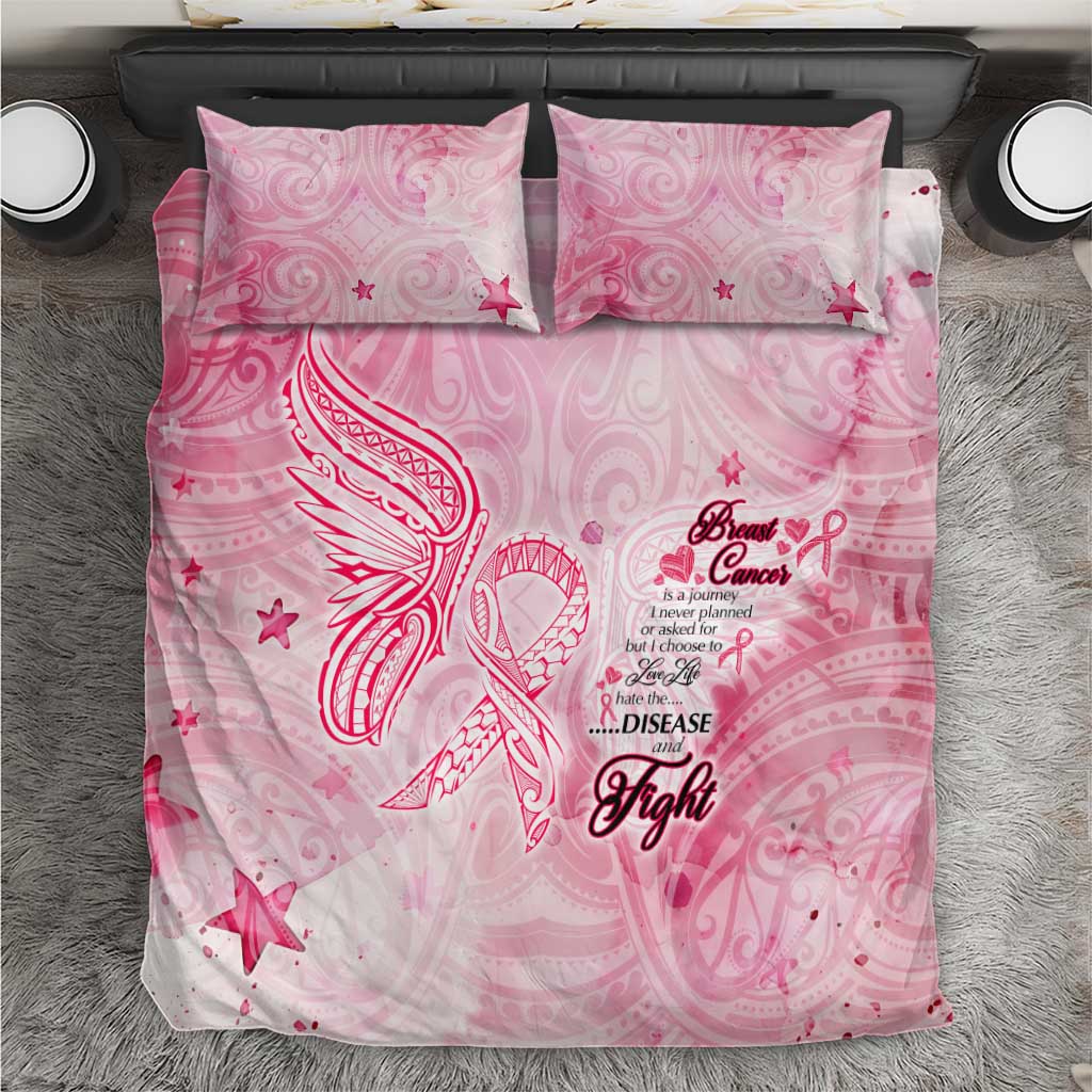 Breast Cancer Awareness Month Bedding Set Butterfly Polynesia Watercolor Pink