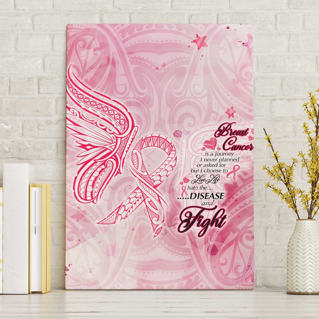 Breast Cancer Awareness Month Canvas Wall Art Butterfly Polynesia Watercolor Pink
