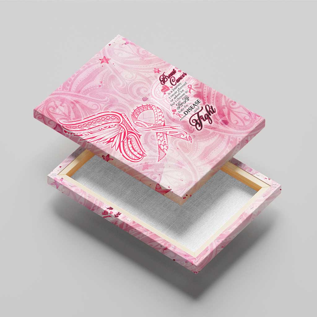 Breast Cancer Awareness Month Canvas Wall Art Butterfly Polynesia Watercolor Pink