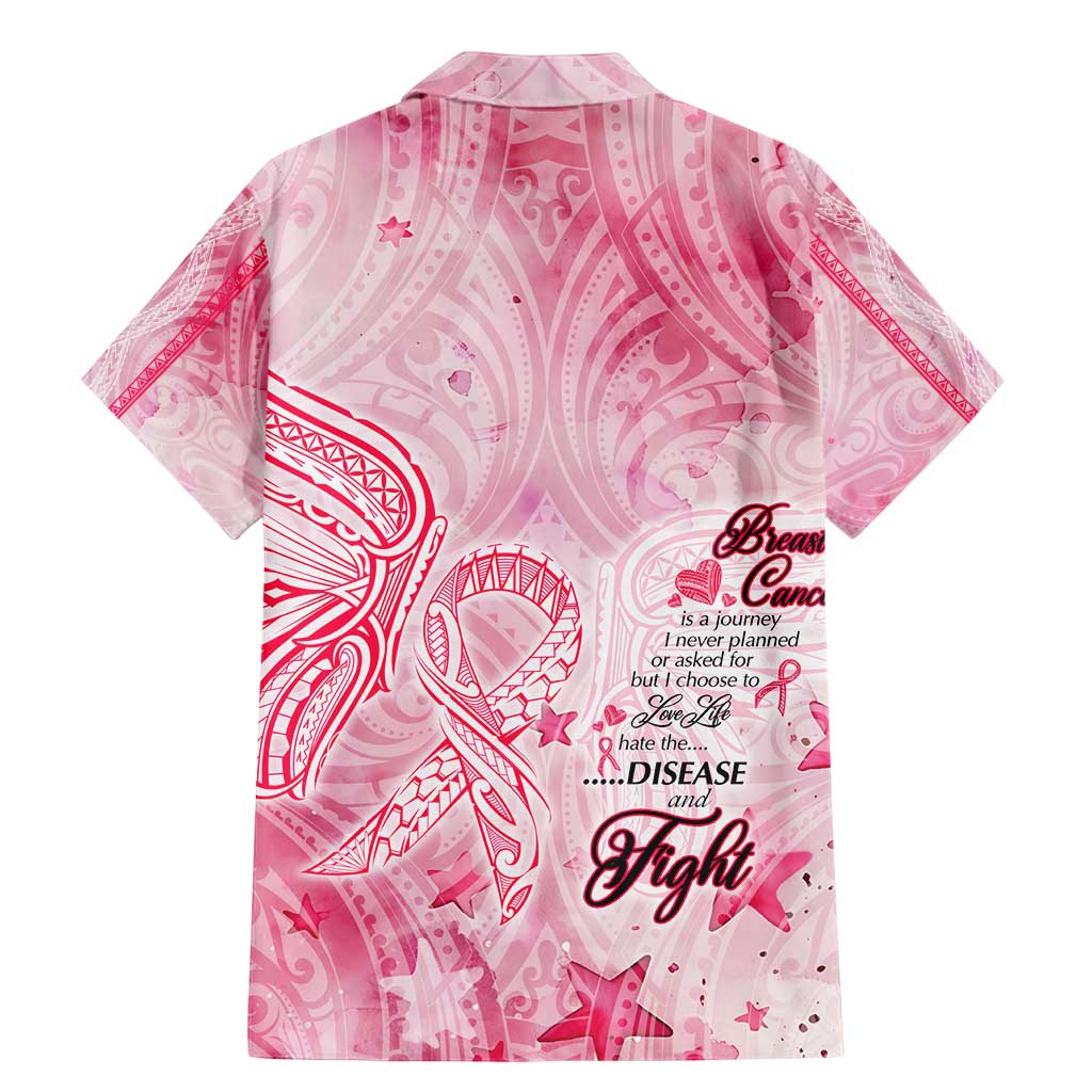 Breast Cancer Awareness Month Family Matching Mermaid Dress and Hawaiian Shirt Butterfly Polynesia Watercolor Pink