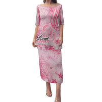 Breast Cancer Awareness Month Family Matching Puletasi and Hawaiian Shirt Butterfly Polynesia Watercolor Pink