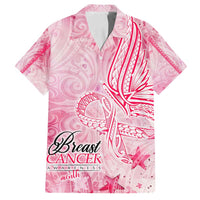 Breast Cancer Awareness Month Family Matching Tank Maxi Dress and Hawaiian Shirt Butterfly Polynesia Watercolor Pink