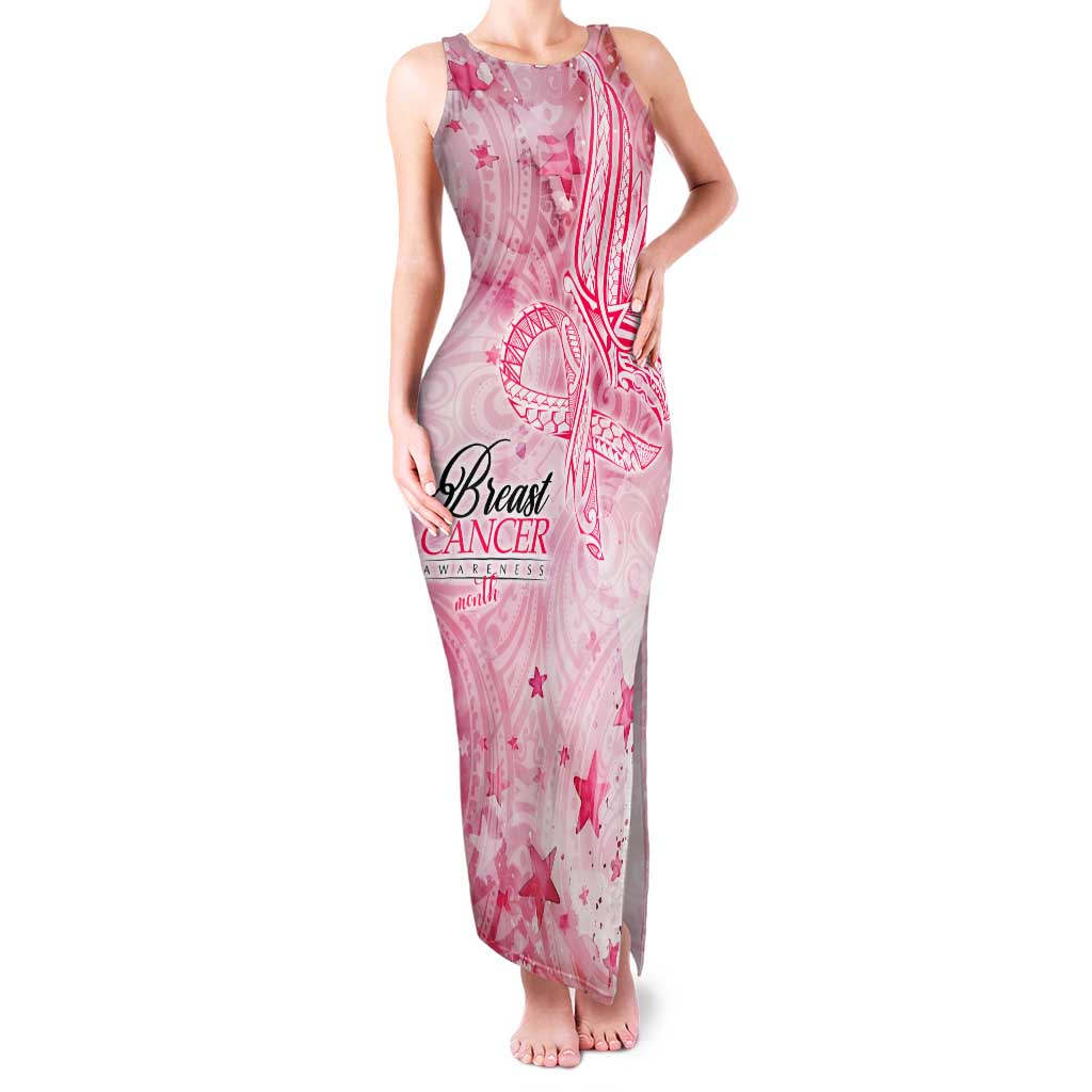 Breast Cancer Awareness Month Family Matching Tank Maxi Dress and Hawaiian Shirt Butterfly Polynesia Watercolor Pink