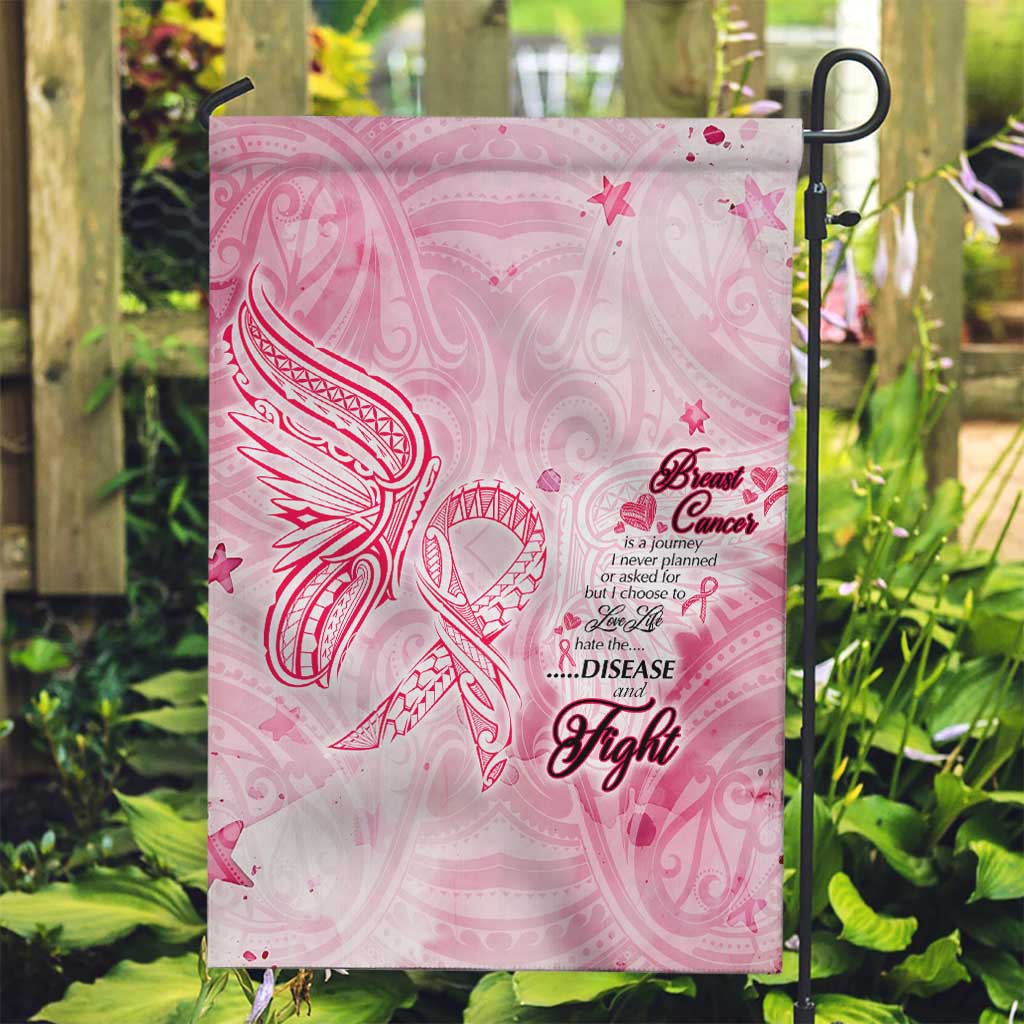 Breast Cancer Awareness Month Garden Flag Butterfly Polynesia Watercolor Pink