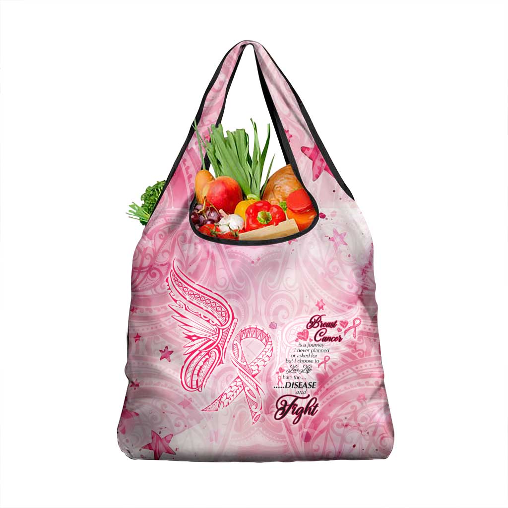 Breast Cancer Awareness Month Grocery Bag Butterfly Polynesia Watercolor Pink