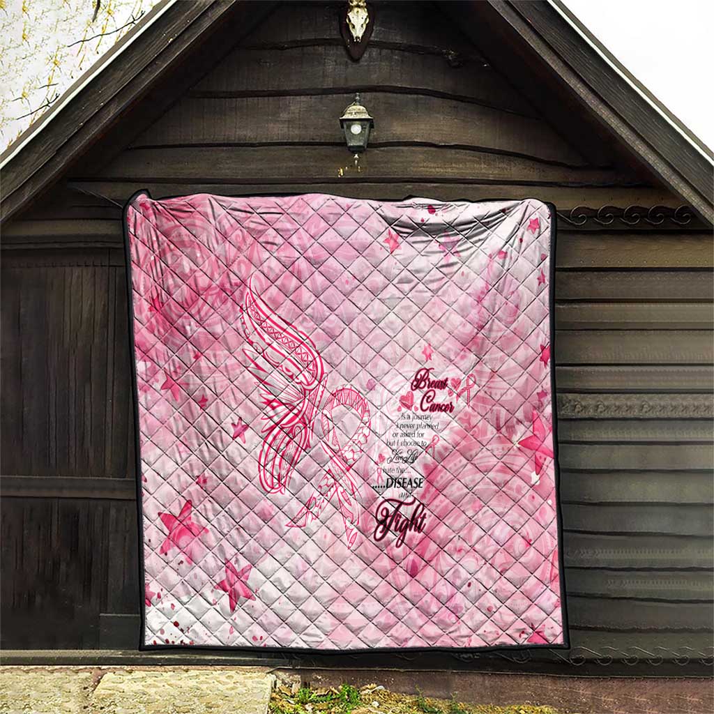 Breast Cancer Awareness Month Quilt Butterfly Polynesia Watercolor Pink