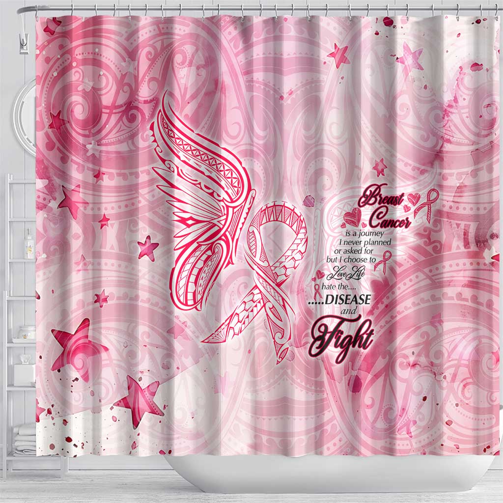 Breast Cancer Awareness Month Shower Curtain Butterfly Polynesia Watercolor Pink
