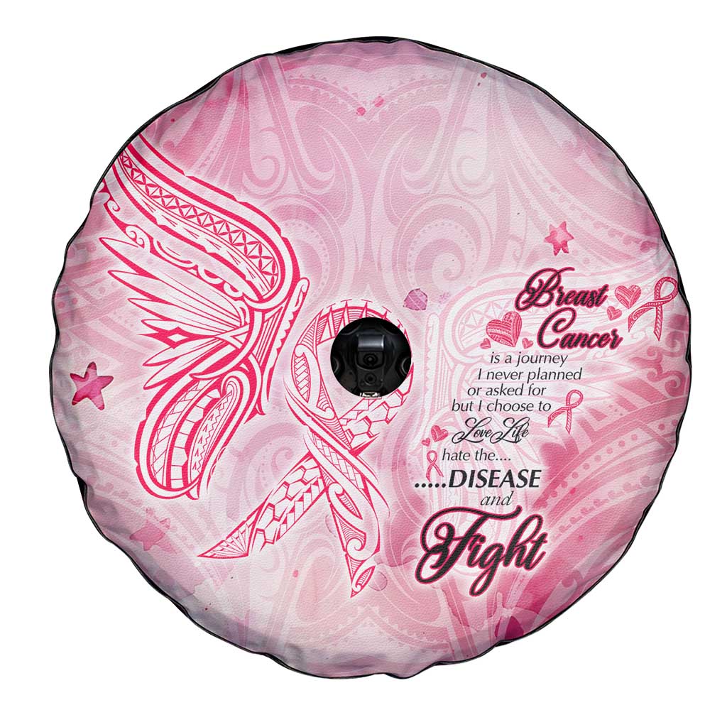 Breast Cancer Awareness Month Spare Tire Cover Butterfly Polynesia Watercolor Pink