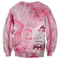 Breast Cancer Awareness Month Sweatshirt Butterfly Polynesia Watercolor Pink