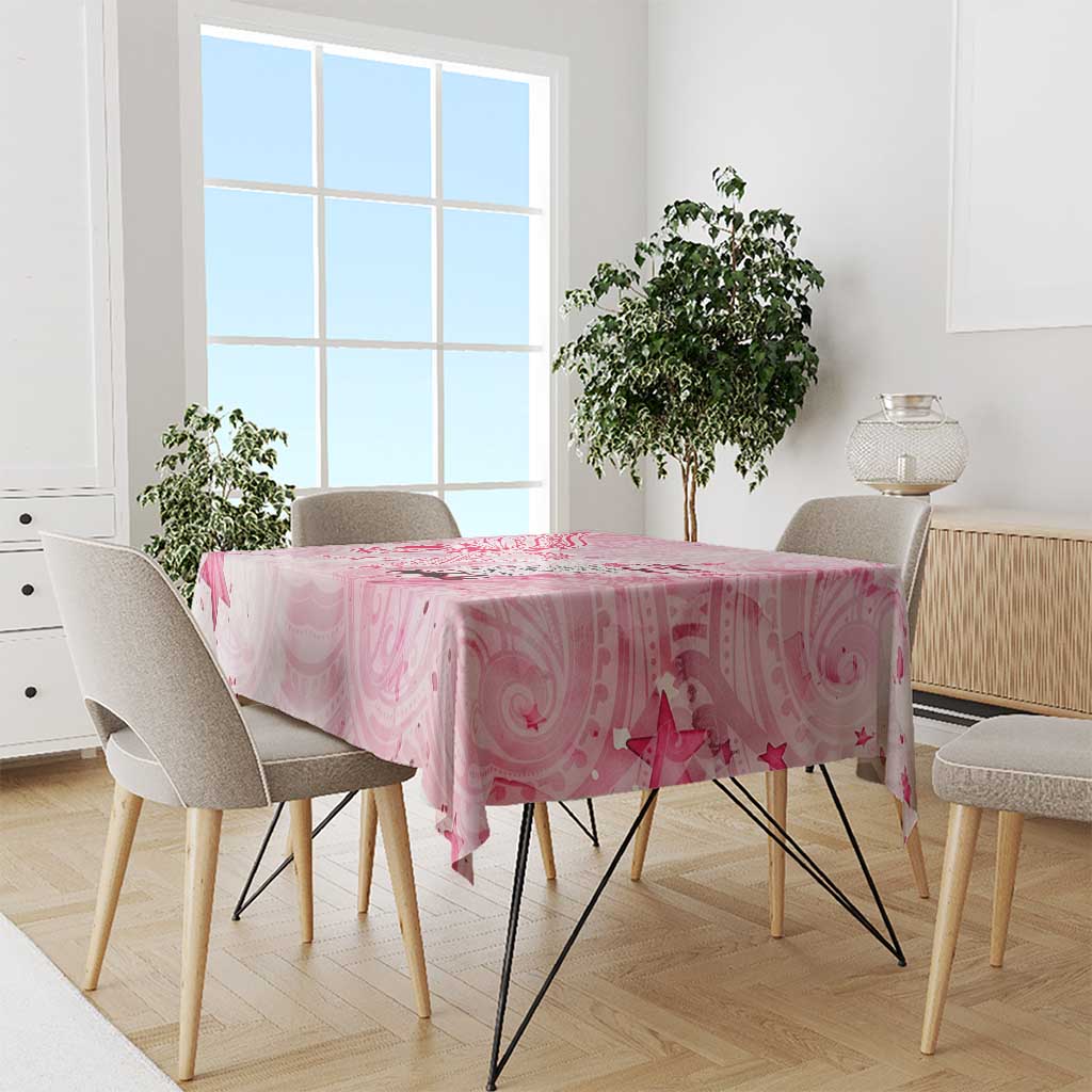 Breast Cancer Awareness Month Tablecloth Butterfly Polynesia Watercolor Pink