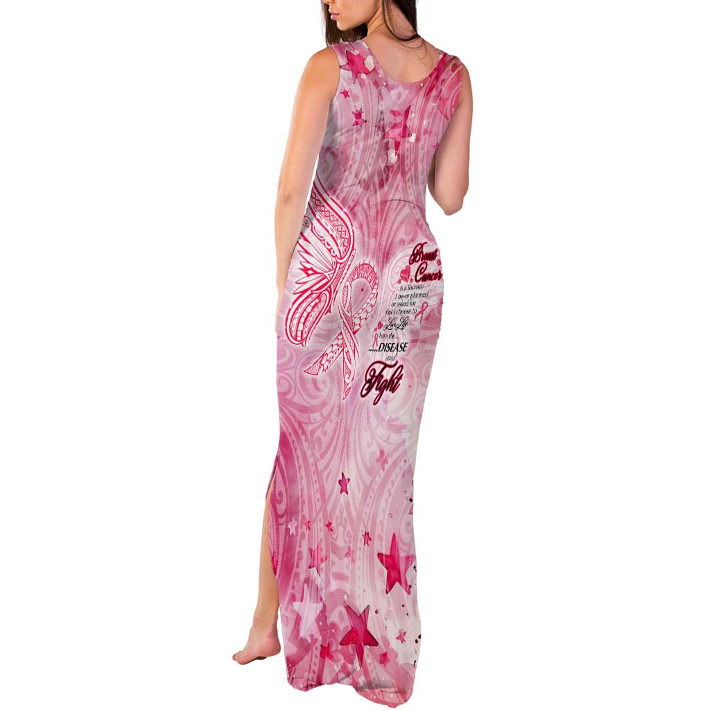 Breast Cancer Awareness Month Tank Maxi Dress Butterfly Polynesia Watercolor Pink