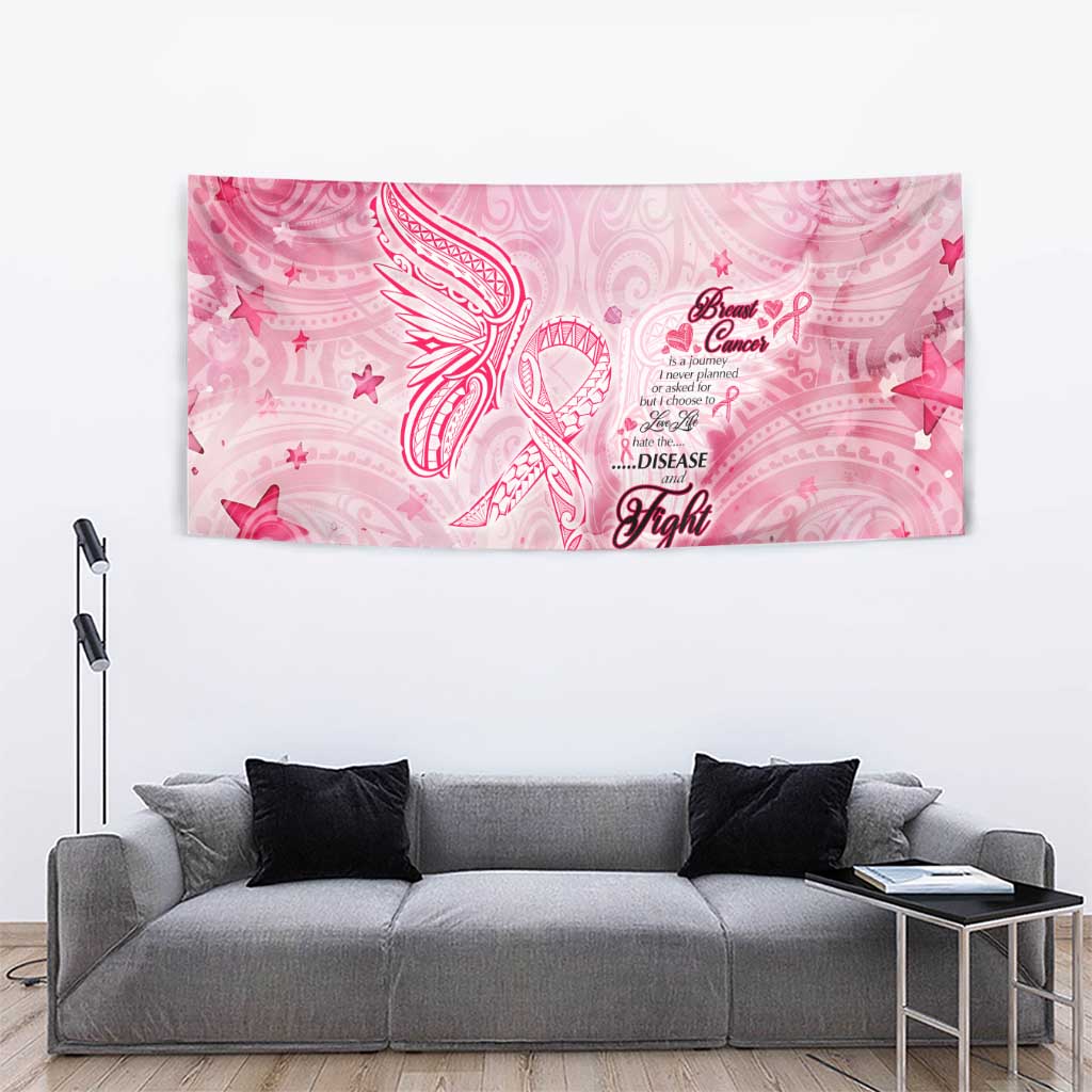 Breast Cancer Awareness Month Tapestry Butterfly Polynesia Watercolor Pink