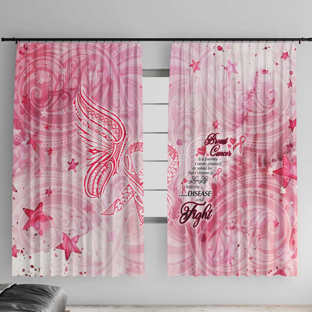 Breast Cancer Awareness Month Window Curtain Butterfly Polynesia Watercolor Pink