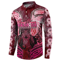 Breast Cancer Warrior Button Sweatshirt Angel Wings Polynesian Pattern
