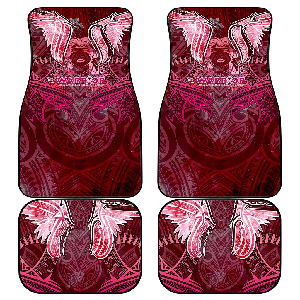 Breast Cancer Warrior Car Mats Angel Wings Polynesian Pattern