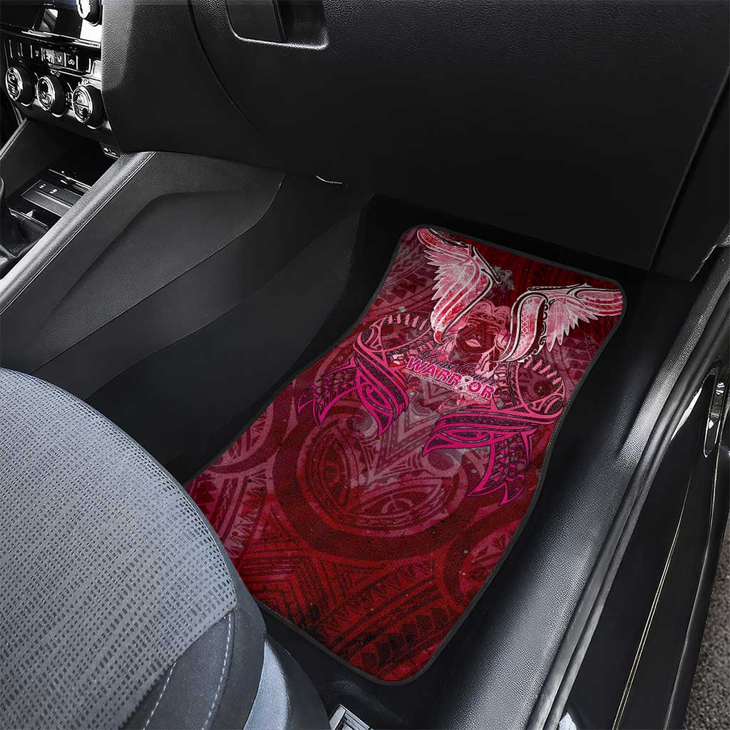 Breast Cancer Warrior Car Mats Angel Wings Polynesian Pattern