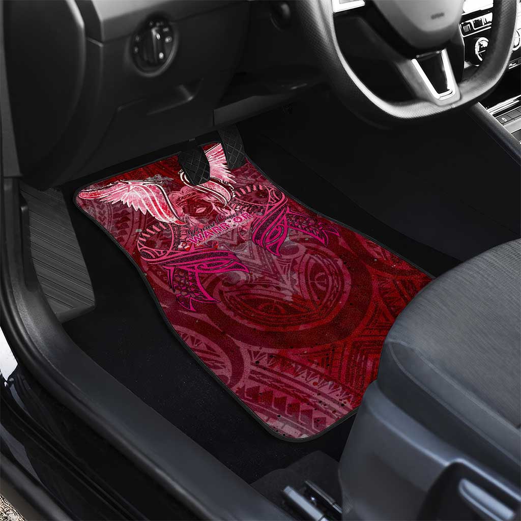 Breast Cancer Warrior Car Mats Angel Wings Polynesian Pattern