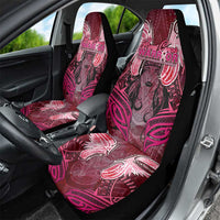 Breast Cancer Warrior Car Seat Cover Angel Wings Polynesian Pattern