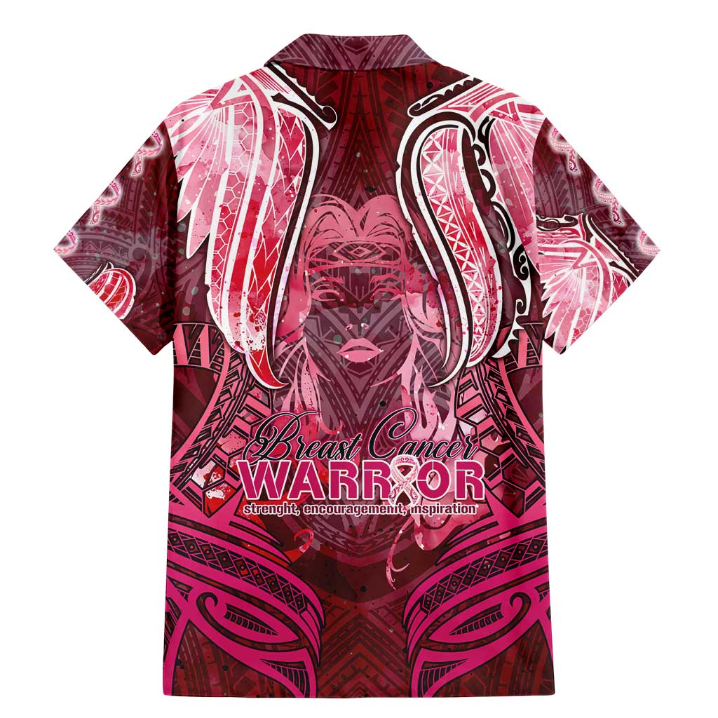 Breast Cancer Warrior Family Matching Mermaid Dress and Hawaiian Shirt Angel Wings Polynesian Pattern