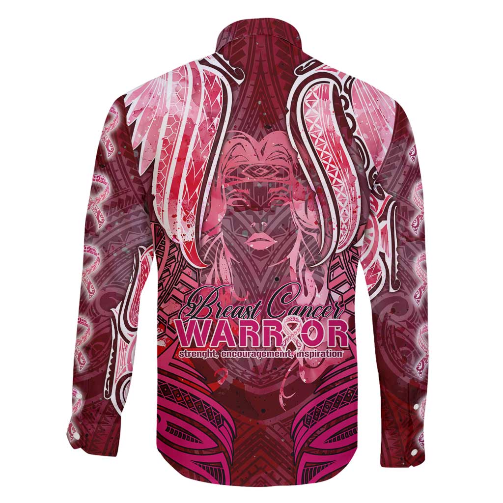 Breast Cancer Warrior Family Matching Mermaid Dress and Hawaiian Shirt Angel Wings Polynesian Pattern