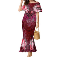 Breast Cancer Warrior Family Matching Mermaid Dress and Hawaiian Shirt Angel Wings Polynesian Pattern