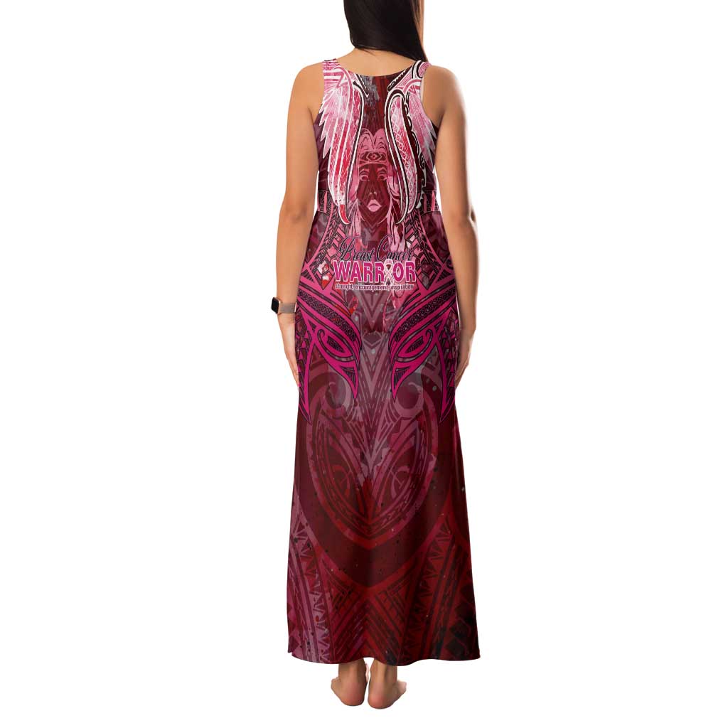Breast Cancer Warrior Family Matching Tank Maxi Dress and Hawaiian Shirt Angel Wings Polynesian Pattern