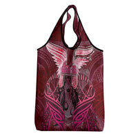 Breast Cancer Warrior Grocery Bag Angel Wings Polynesian Pattern