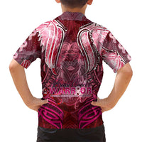 Breast Cancer Warrior Hawaiian Shirt Angel Wings Polynesian Pattern