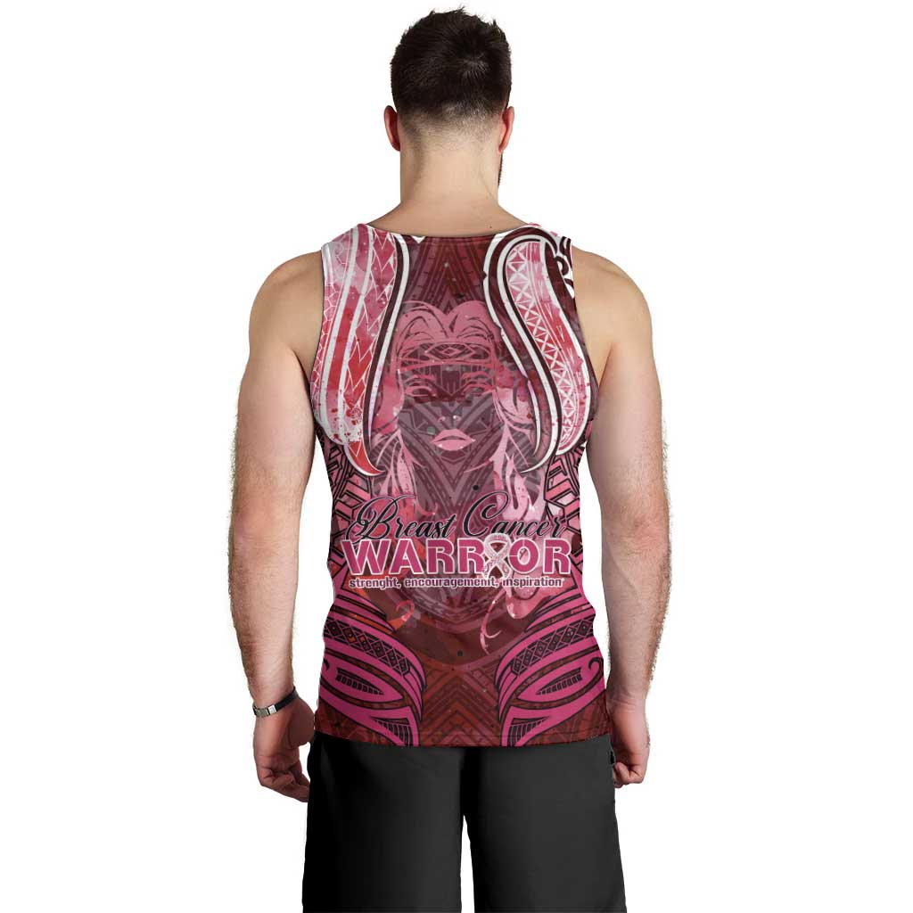 Breast Cancer Warrior Men Tank Top Angel Wings Polynesian Pattern