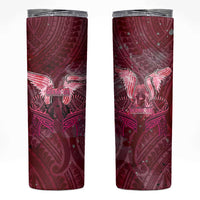 Breast Cancer Warrior Skinny Tumbler Angel Wings Polynesian Pattern