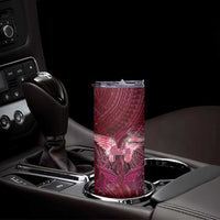 Breast Cancer Warrior Skinny Tumbler Angel Wings Polynesian Pattern