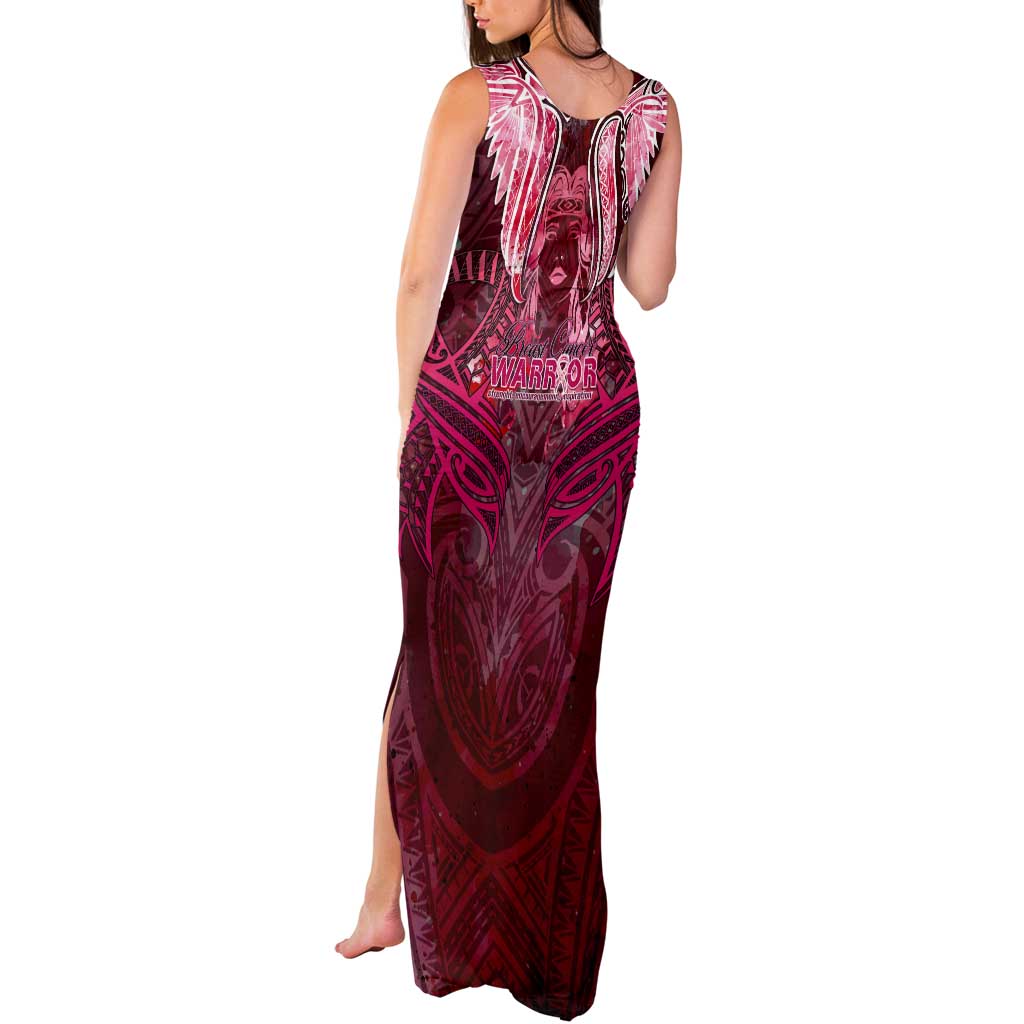 Breast Cancer Warrior Tank Maxi Dress Angel Wings Polynesian Pattern