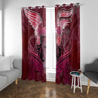Breast Cancer Warrior Window Curtain Angel Wings Polynesian Pattern