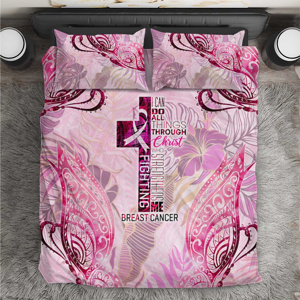 Breast Cancer Polynesian Bedding Set I Can Do All Things Through Christ