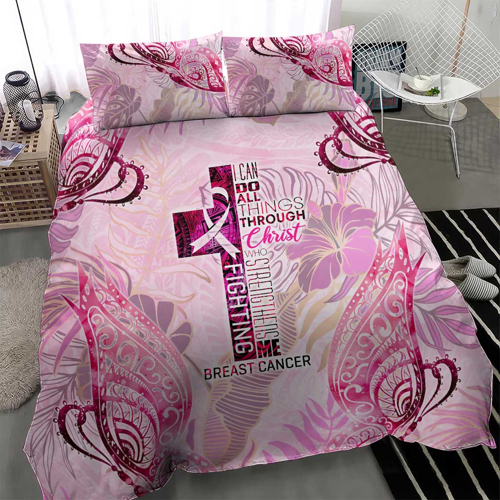 Breast Cancer Polynesian Bedding Set I Can Do All Things Through Christ