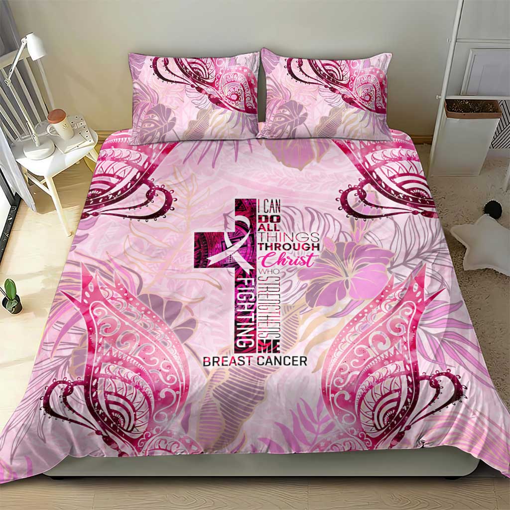 Breast Cancer Polynesian Bedding Set I Can Do All Things Through Christ