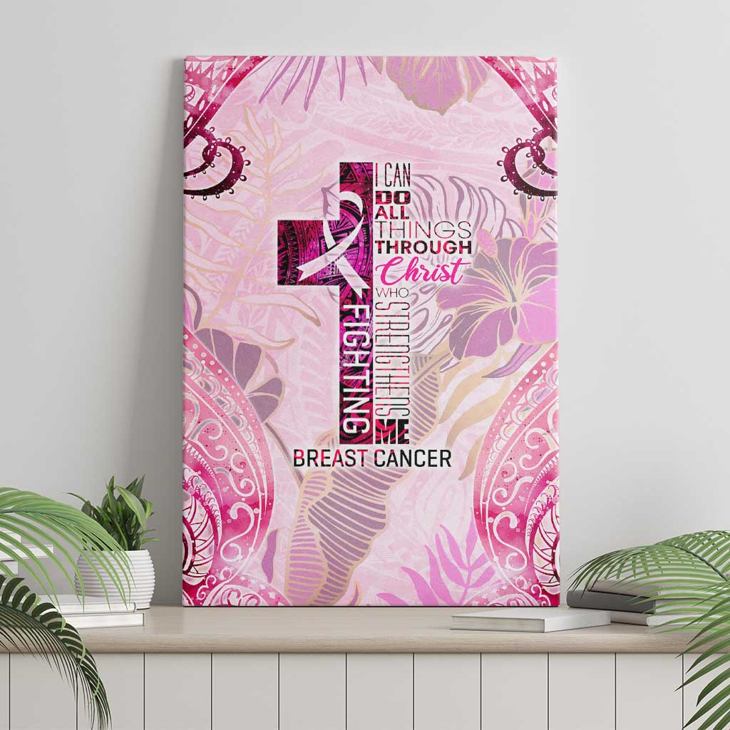 Breast Cancer Polynesian Canvas Wall Art I Can Do All Things Through Christ