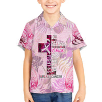 Breast Cancer Polynesian Family Matching Puletasi and Hawaiian Shirt I Can Do All Things Through Christ