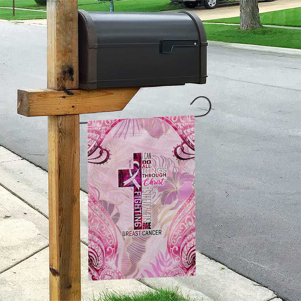 Breast Cancer Polynesian Garden Flag I Can Do All Things Through Christ